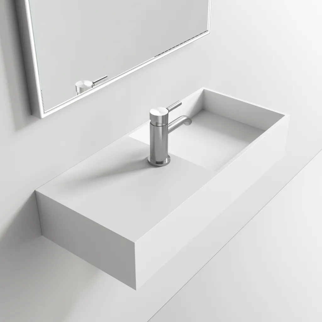 Kubo Inside 75R - 75x32,5 Handfat till höger, Matt Vit SolidTec®