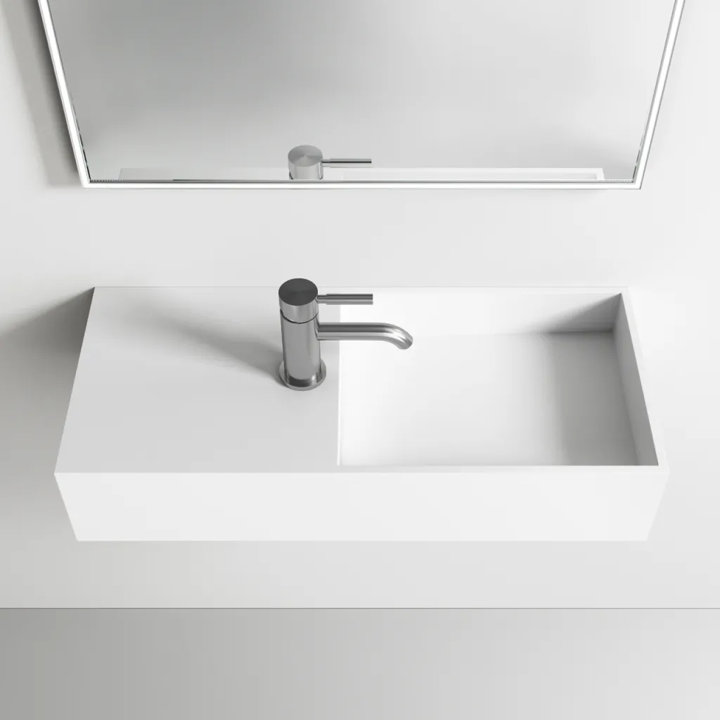 Kubo Inside 75R - 75x32,5 Handfat till höger, Matt Vit SolidTec®