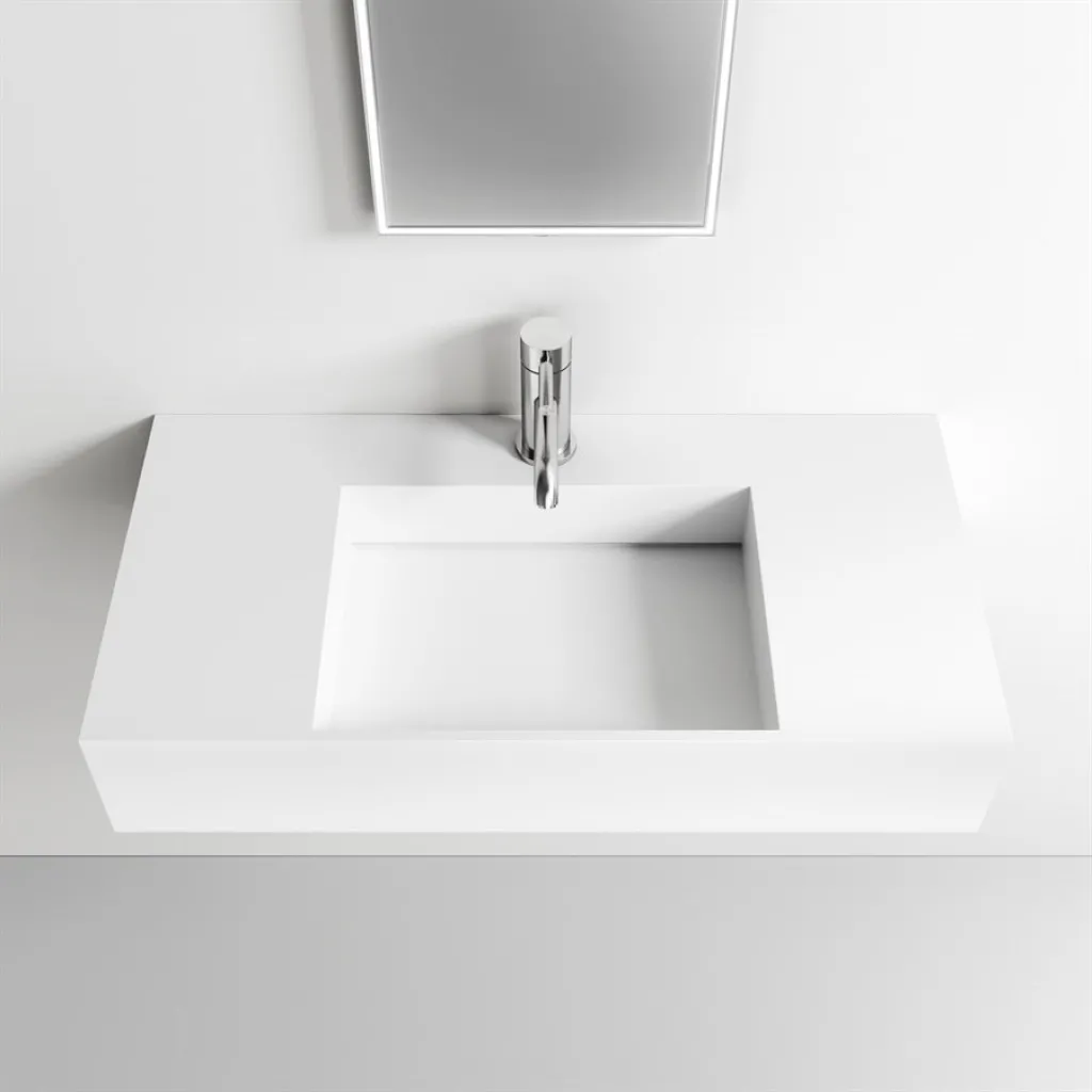 Contract Inside 80 - 80x40 cm Tvättställ, Matt Vit SolidTec®