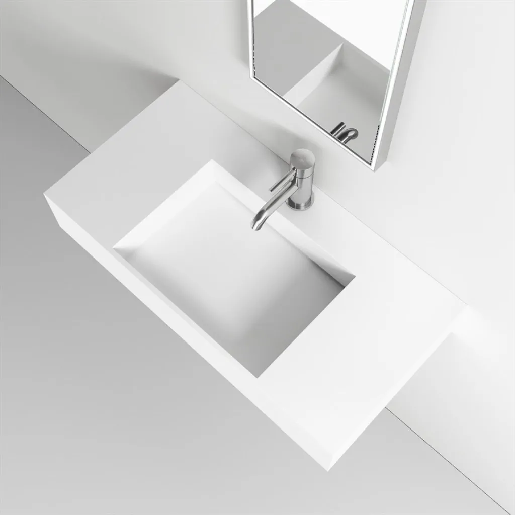 Contract Inside 80 - 80x40 cm Tvättställ, Matt Vit SolidTec®