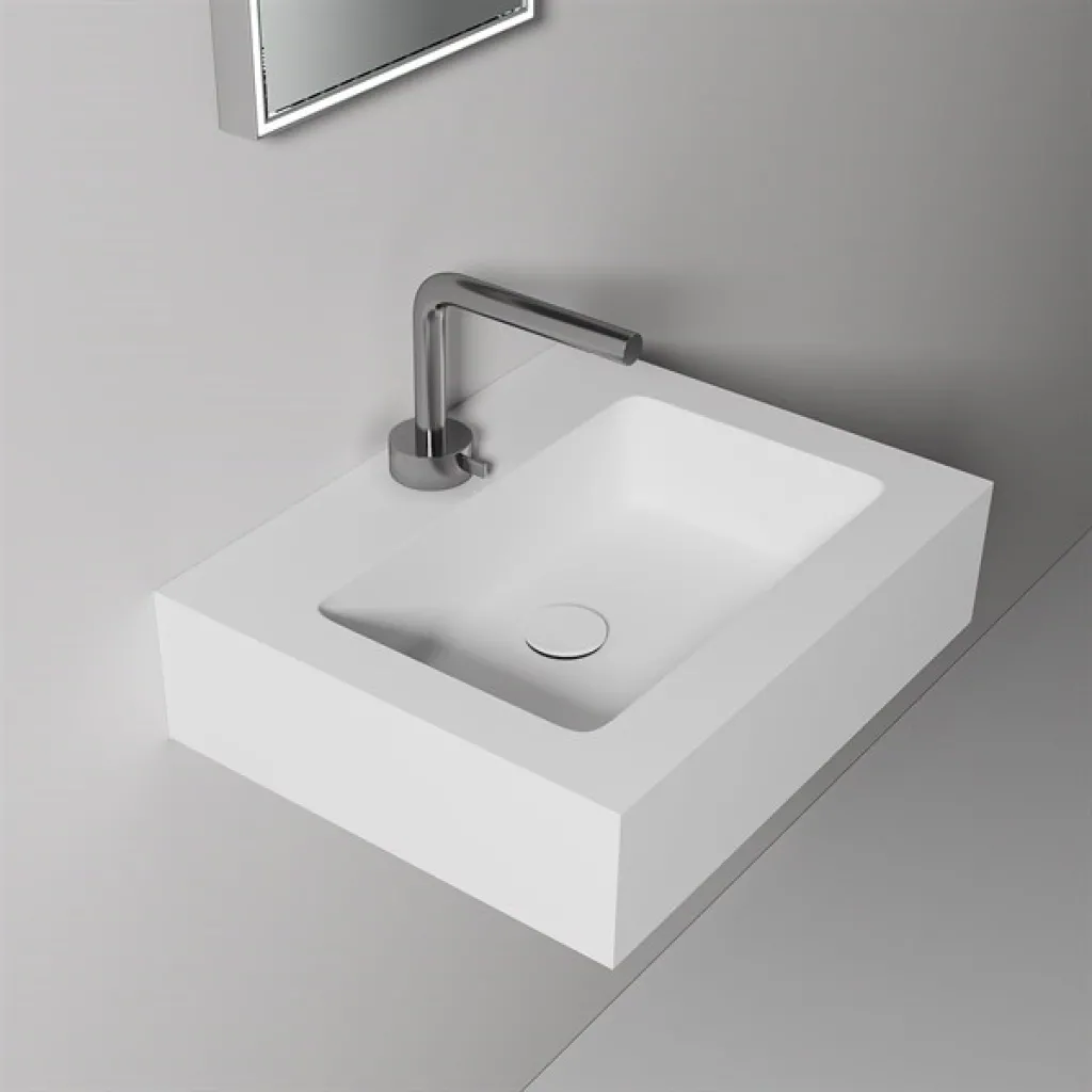 Waterproof 50 - 50x40 cm Tvättställ, Matt Vit SolidTec®