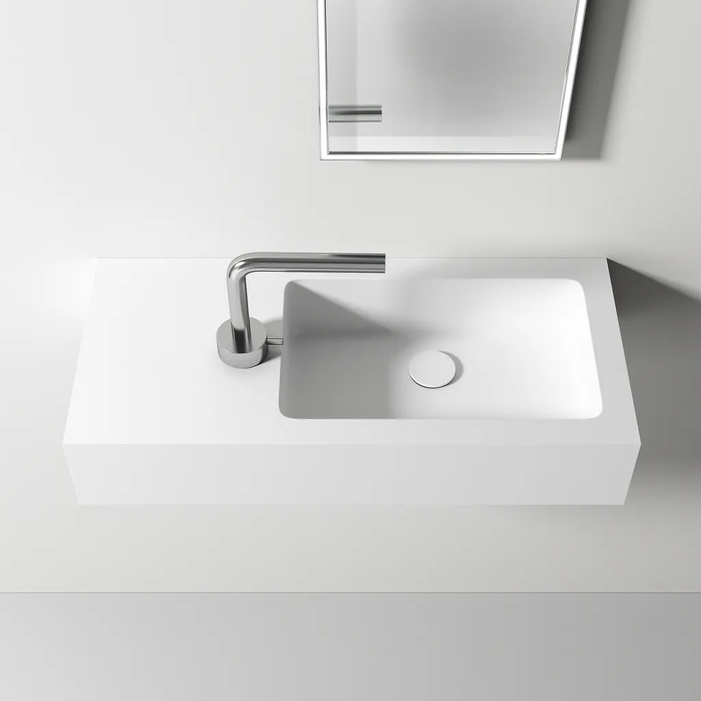 Waterproof 70R - 70x32 cm diskho till höger, Matt Vit SolidTec®