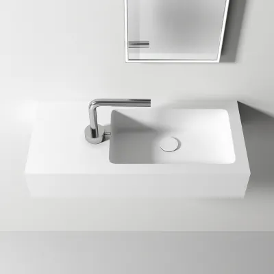 Waterproof 70R - 70x32 cm diskho till höger, Matt Vit SolidTec®