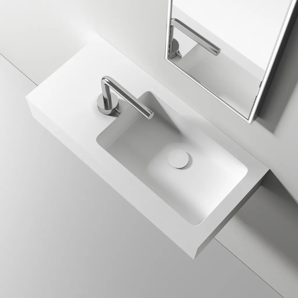 Waterproof 70R - 70x32 cm diskho till höger, Matt Vit SolidTec®