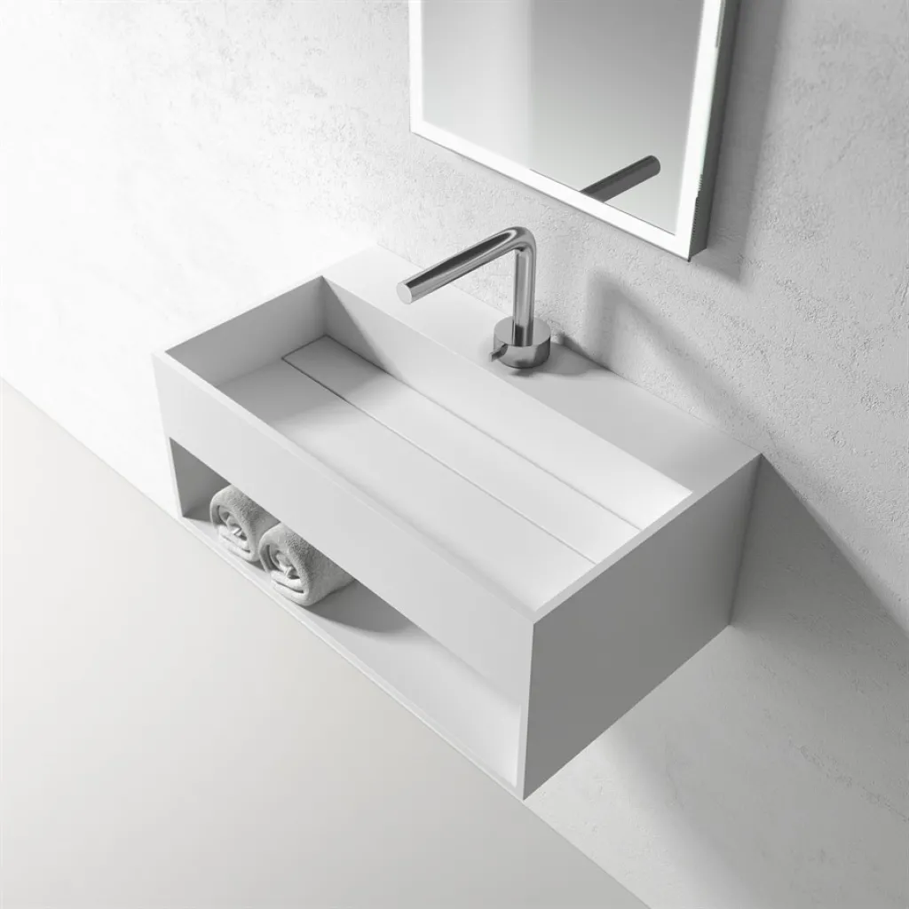 Boxo 60 - 60x35 Tvättställ med förvaring, Matt Vit SolidTec®