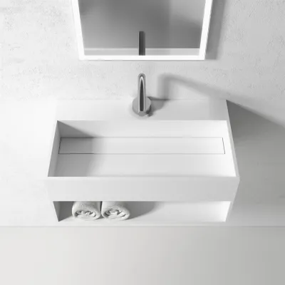 Boxo 60 - 60x35 Tvättställ med förvaring, Matt Vit SolidTec®