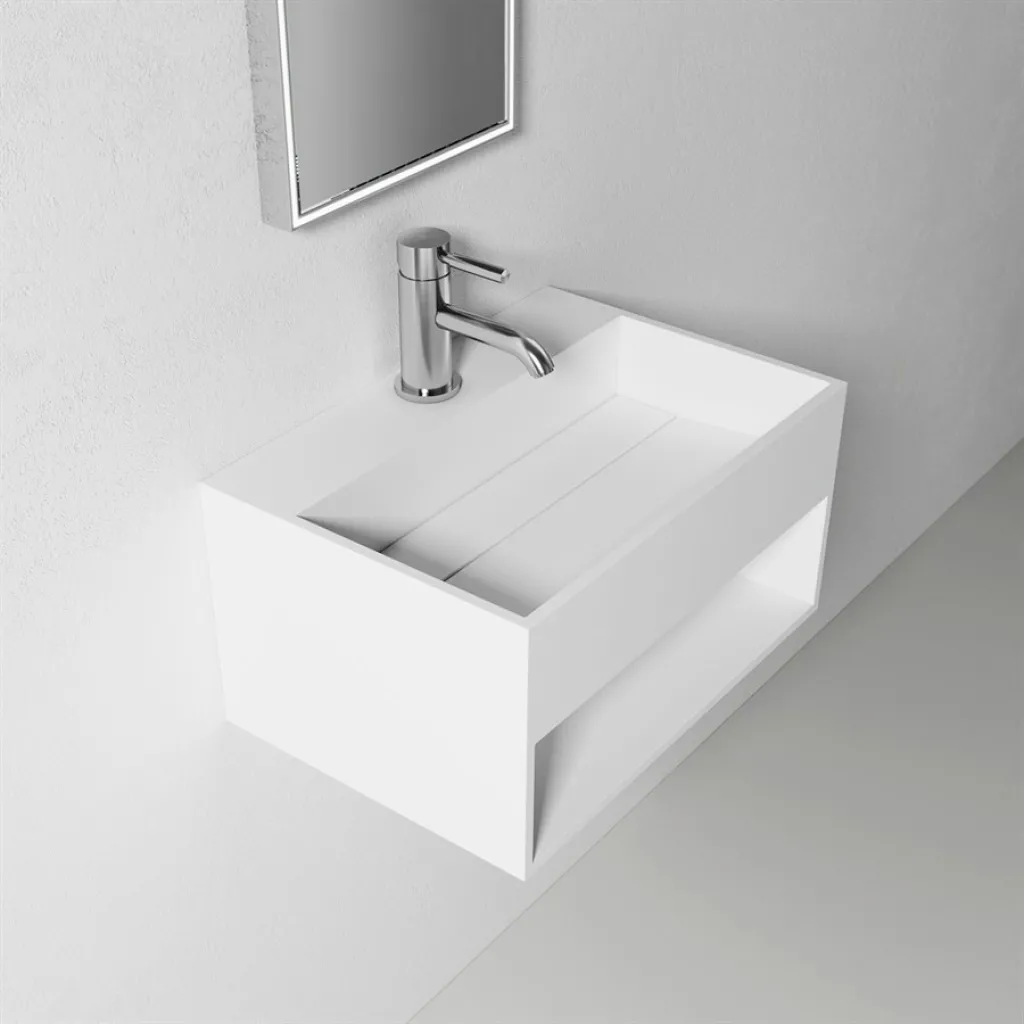 Boxo 50 - 50x35, Tvättställ med förvaring, Matt Vit SolidTec®
