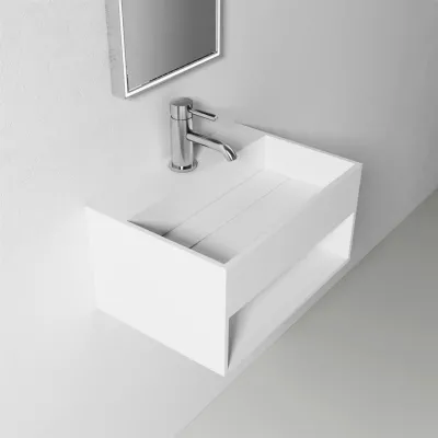 Boxo 50 - 50x35, Tvättställ med förvaring, Matt Vit SolidTec®