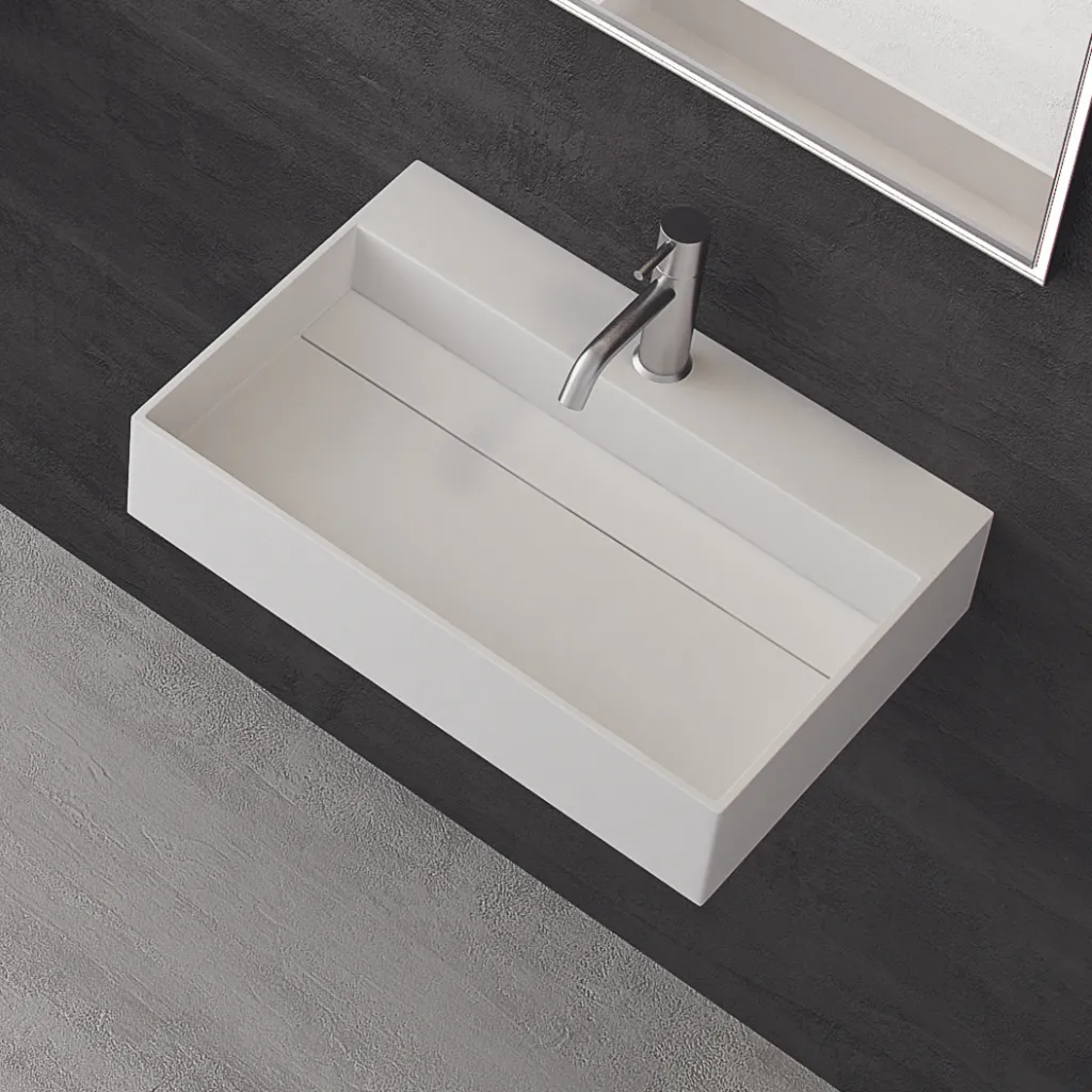 Kubo 60 - 60x40 Tvättställ, Matt vit SolidTec®