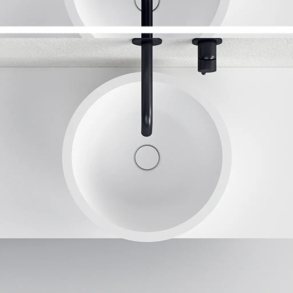 Spoon O - Ø42 Handfat, Matt vit SolidTec®