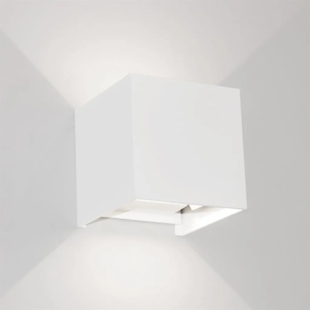 UP&DOWN - LED Vägglampa, 100x100, IP 54, Vit