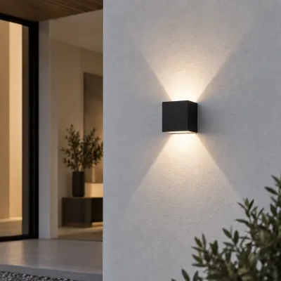 UP&DOWN - LED-vägglampa, 100x100, IP 54, svart