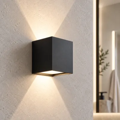 UP&DOWN - LED-vägglampa, 100x100, IP 54, svart