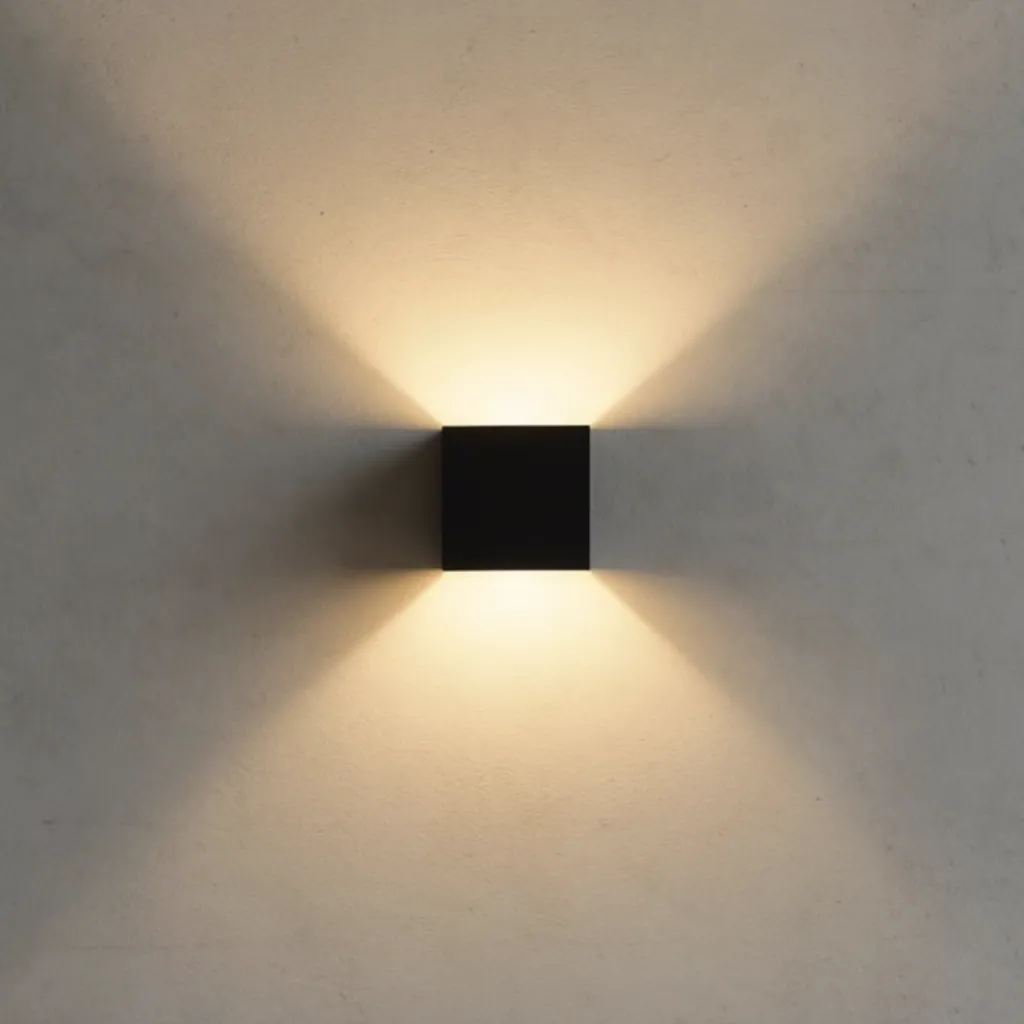 UP&DOWN - LED-vägglampa, 100x100, IP 54, svart