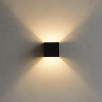 UP&DOWN - LED-vägglampa, 100x100, IP 54, svart
