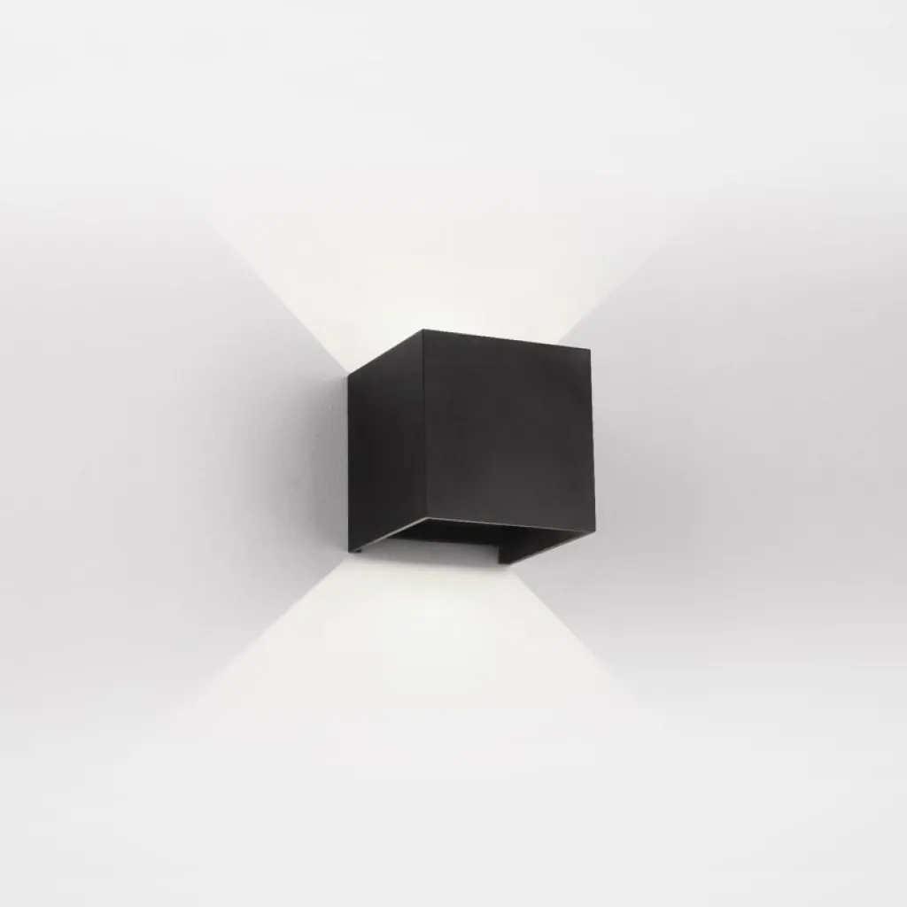 UP&DOWN - LED-vägglampa, 100x100, IP 54, svart
