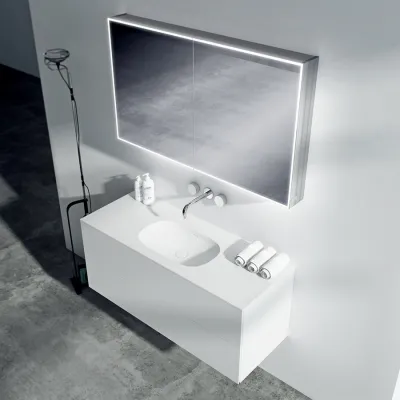 Block Soft 120 - Badrumsmöbel 120x46 cm, mattvit med SolidTec® handfat