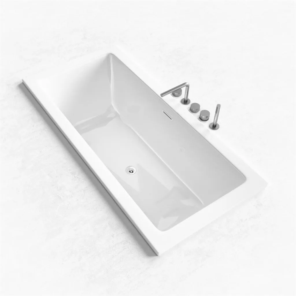 Pulcher Flat 1700 - Inbyggt badkar 170x80 cm., Blank vit