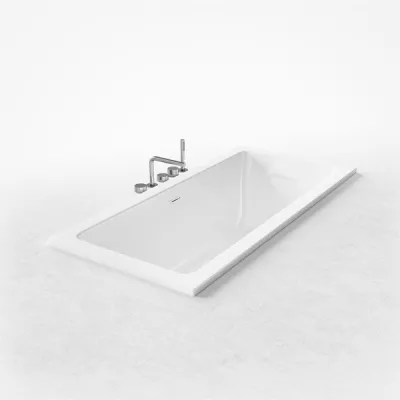 Pulcher Flat 1700 - Inbyggt badkar 170x80 cm., Blank vit