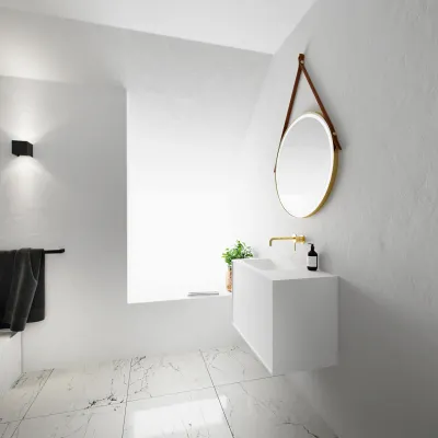 Compact 2 Waterproof 70X40L - Tvättskåp, Matt Vit SolidTec®