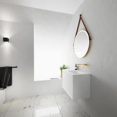 Compact 2 Waterproof 70X40R - Tvättskåp, Matt Vit SolidTec®
