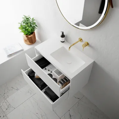 Compact 2 Waterproof 70X40R - Tvättskåp, Matt Vit SolidTec®