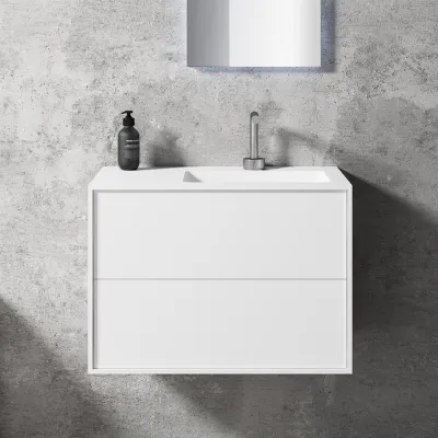 Compact 2 Waterproof 70X40R - Tvättskåp, Matt Vit SolidTec®