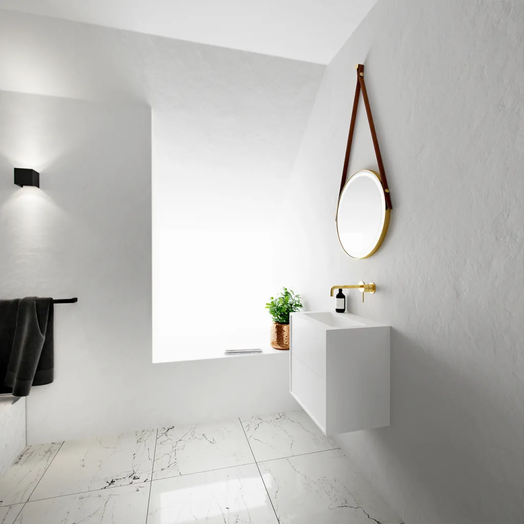 Compact 2 Waterproof 50X35 - Tvättskåp, Matt Vit SolidTec®