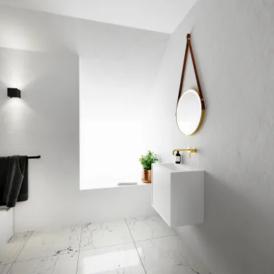 Compact 2 Waterproof 50X35 - Tvättskåp, Matt Vit SolidTec®