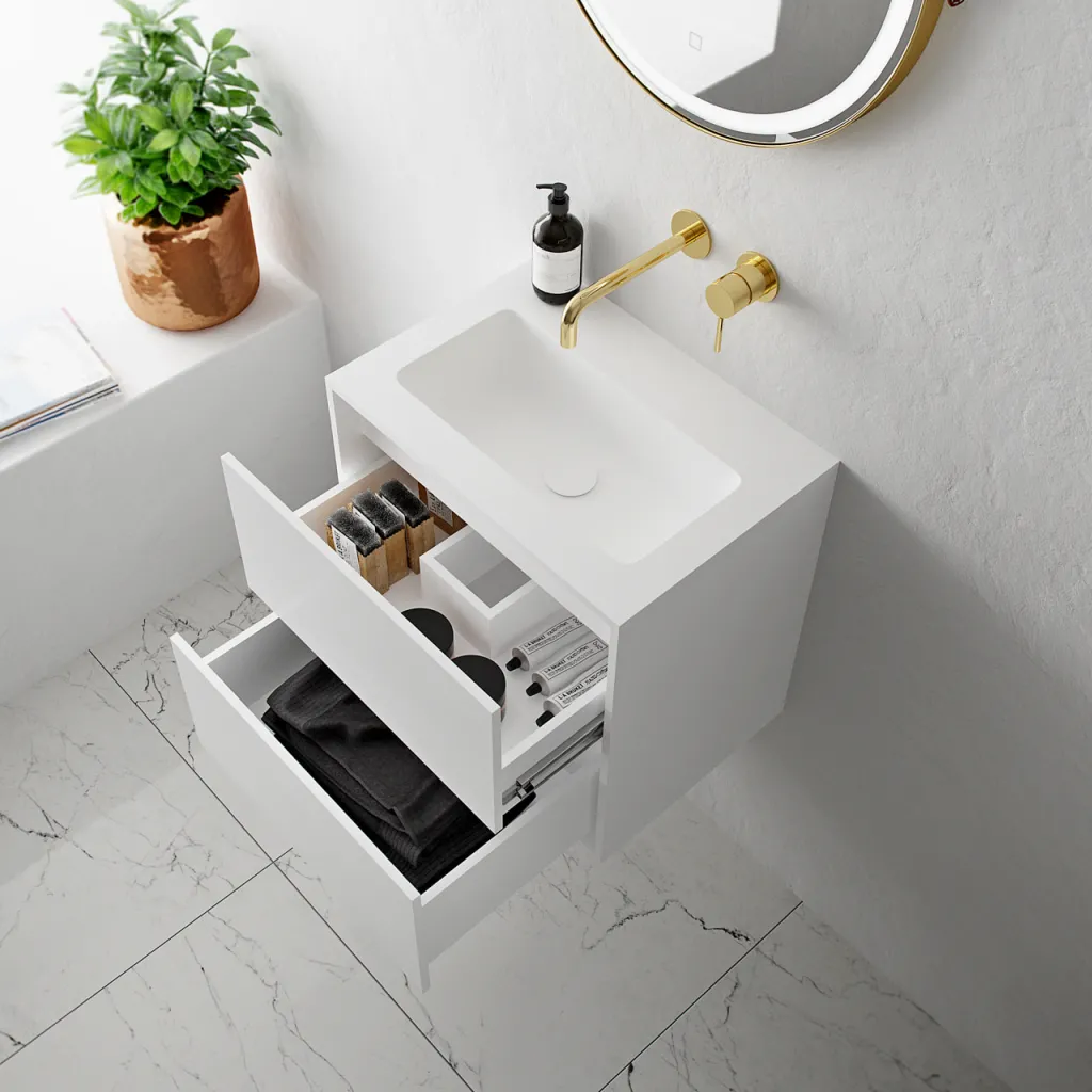 Compact 2 Waterproof 50X35 - Tvättskåp, Matt Vit SolidTec®