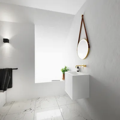 Compact 2 Waterproof 50X40 - Tvättskåp, Matt Vit SolidTec®