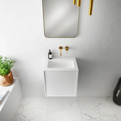 Compact 2 Waterproof 50X40 - Tvättskåp, Matt Vit SolidTec®