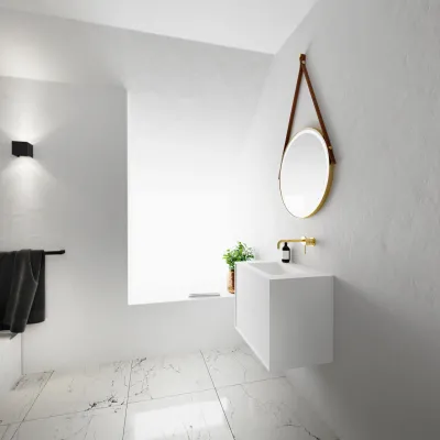 Compact 2 Waterproof 60x40 - Tvättskåp, Matt Vit SolidTec®