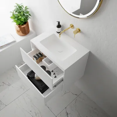 Compact 2 Waterproof 60x40 - Tvättskåp, Matt Vit SolidTec®