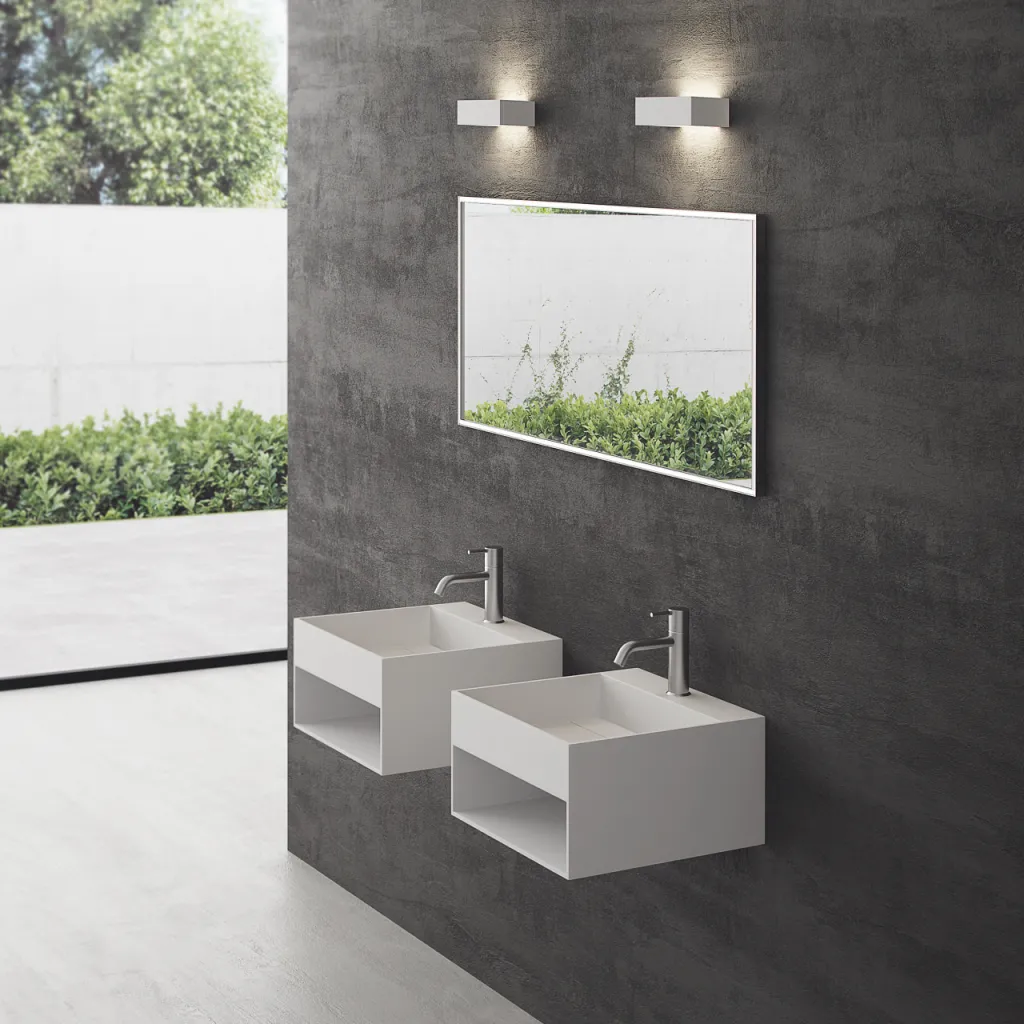 Boxo 45L - 45x40 Tvättställ med förvaring, Matt Vit SolidTec®