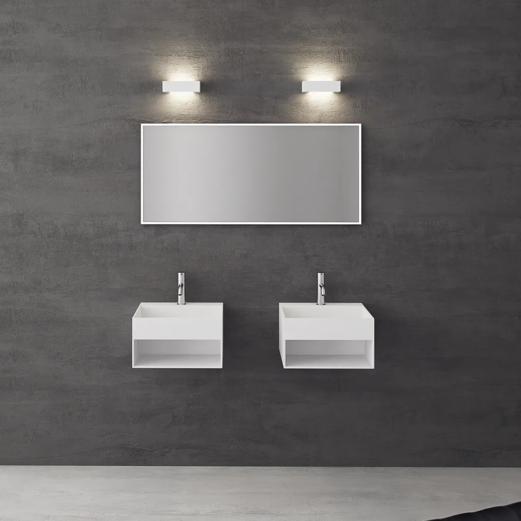 Boxo 45L - 45x40 Tvättställ med förvaring, Matt Vit SolidTec®
