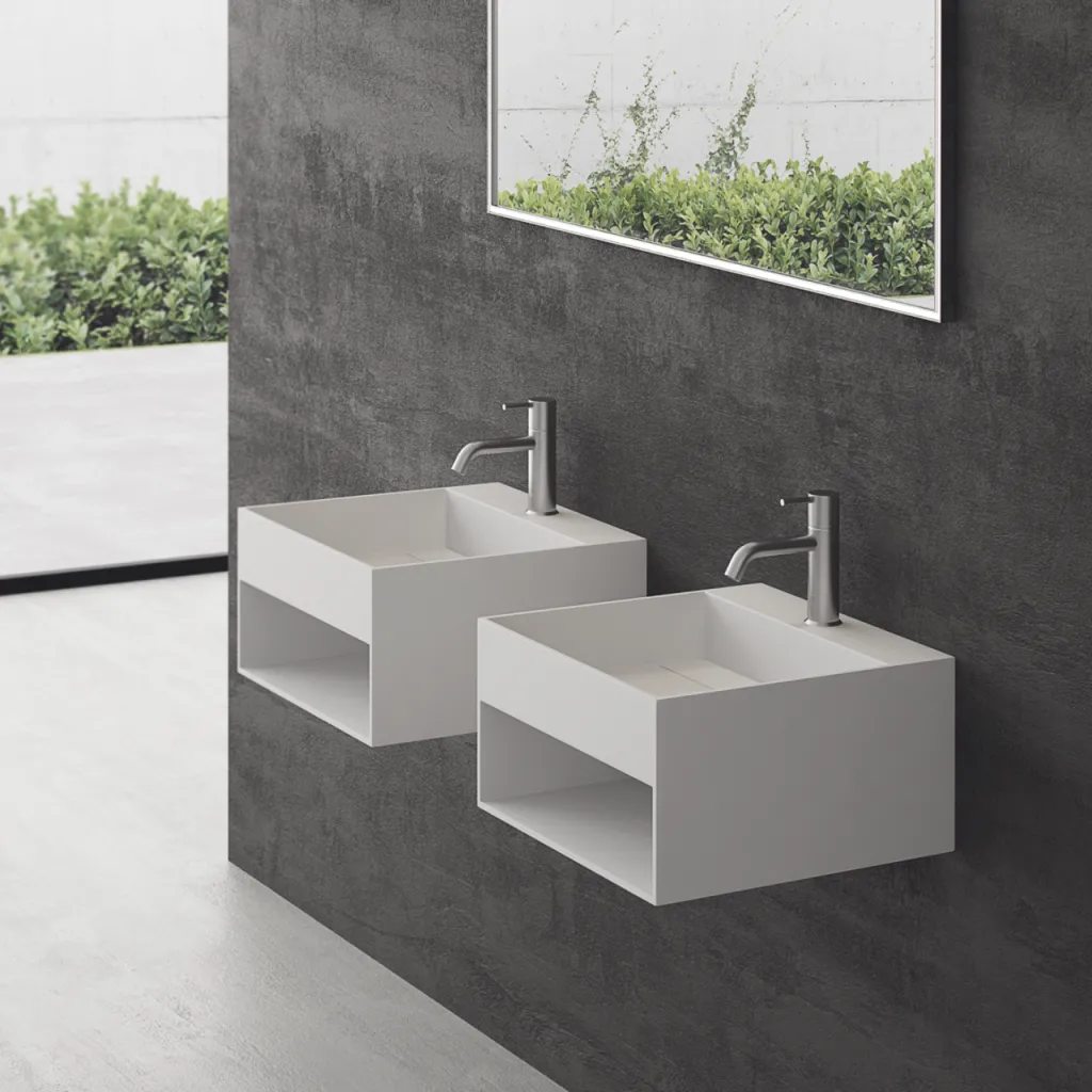 Boxo 45L - 45x40 Tvättställ med förvaring, Matt Vit SolidTec®