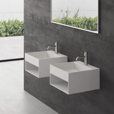 Boxo 45L - 45x40 Tvättställ med förvaring, Matt Vit SolidTec®