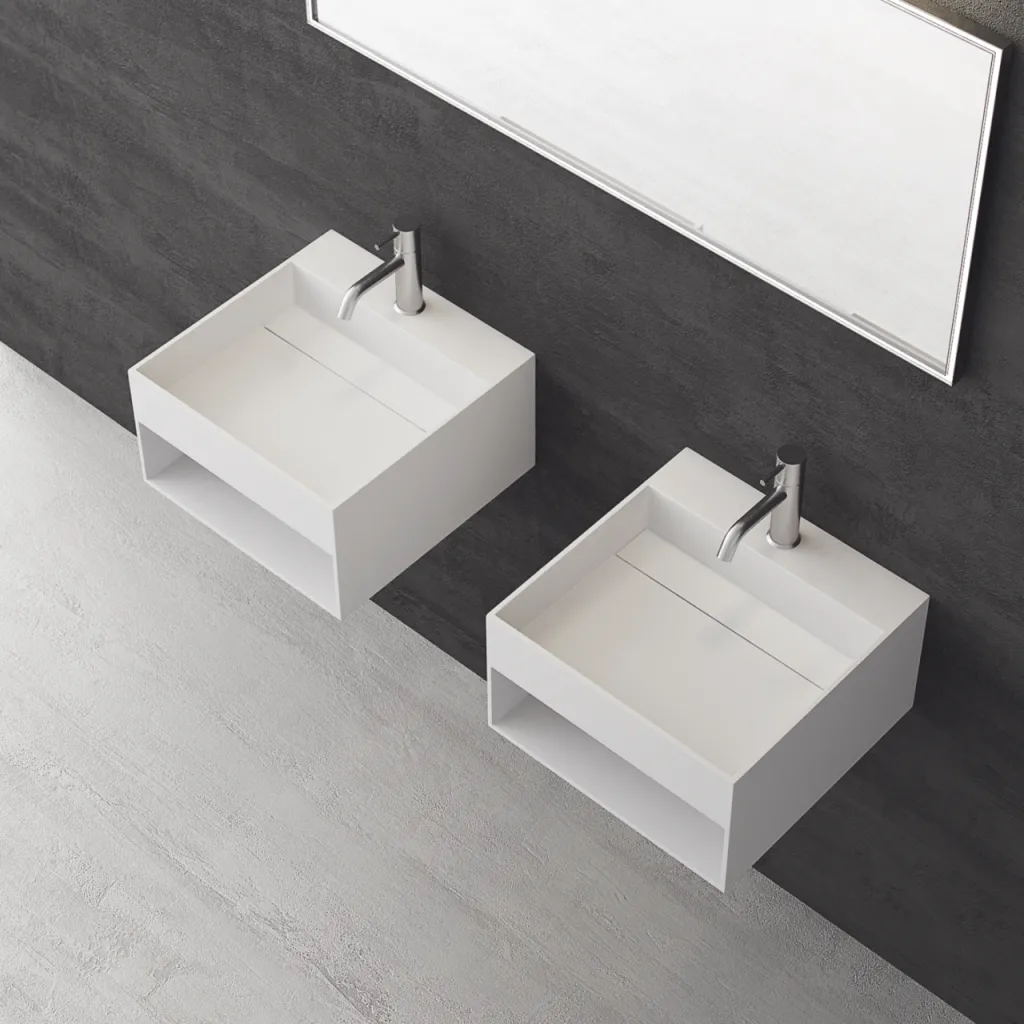 Boxo 45L - 45x40 Tvättställ med förvaring, Matt Vit SolidTec®