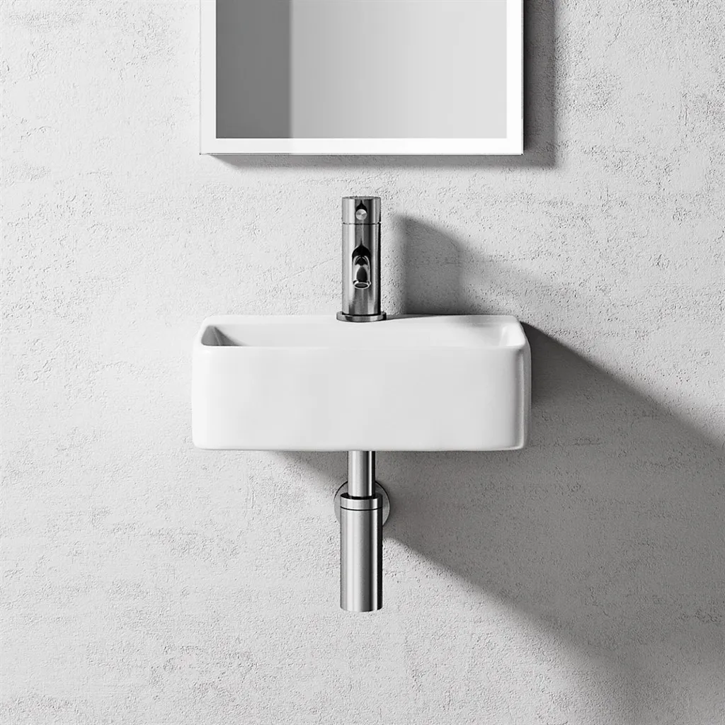 Lissoni S4030 - 40x30 cm, Vitt porslinstvättställ
