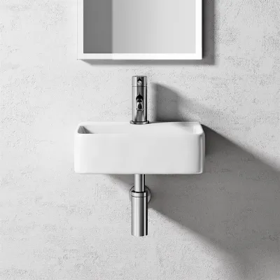 Lissoni S4030 - 40x30 cm, Vitt porslinstvättställ
