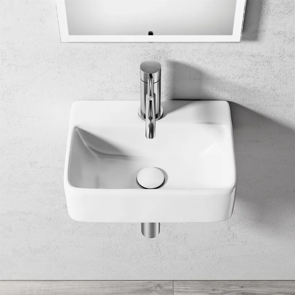 Lissoni S4030 - 40x30 cm, Vitt porslinstvättställ