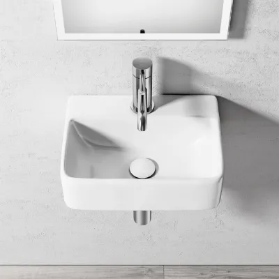 Lissoni S4030 - 40x30 cm, Vitt porslinstvättställ