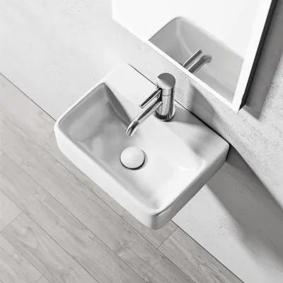Lissoni S4030 - 40x30 cm, Vitt porslinstvättställ