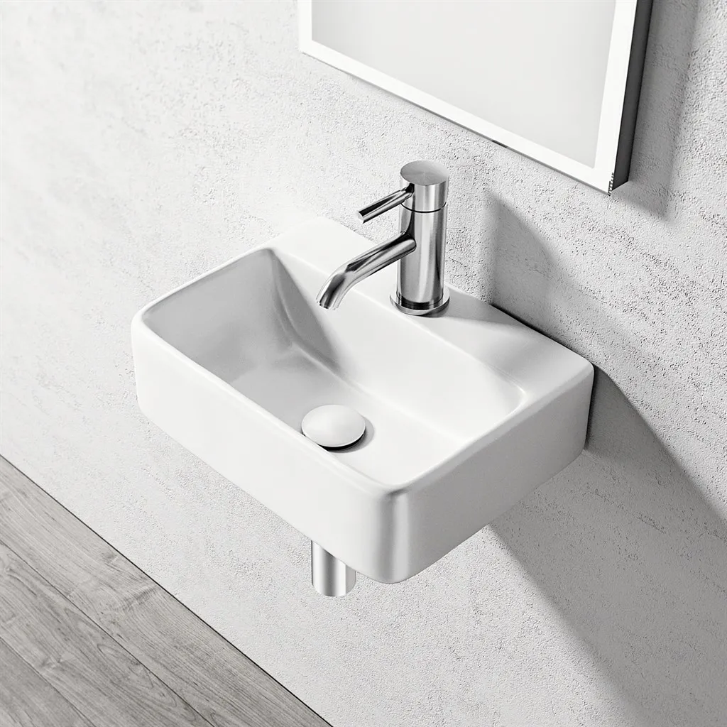Lissoni S4030 - 40x30 cm, Vitt porslinstvättställ