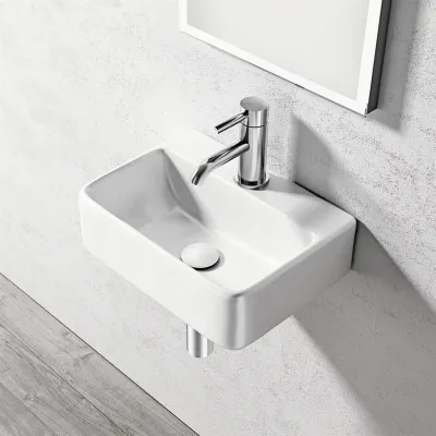 Lissoni S4030 - 40x30 cm, Vitt porslinstvättställ