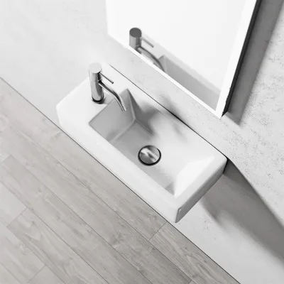 Square Code 500 - 50x25 cm, Vitt porslinstvättställ