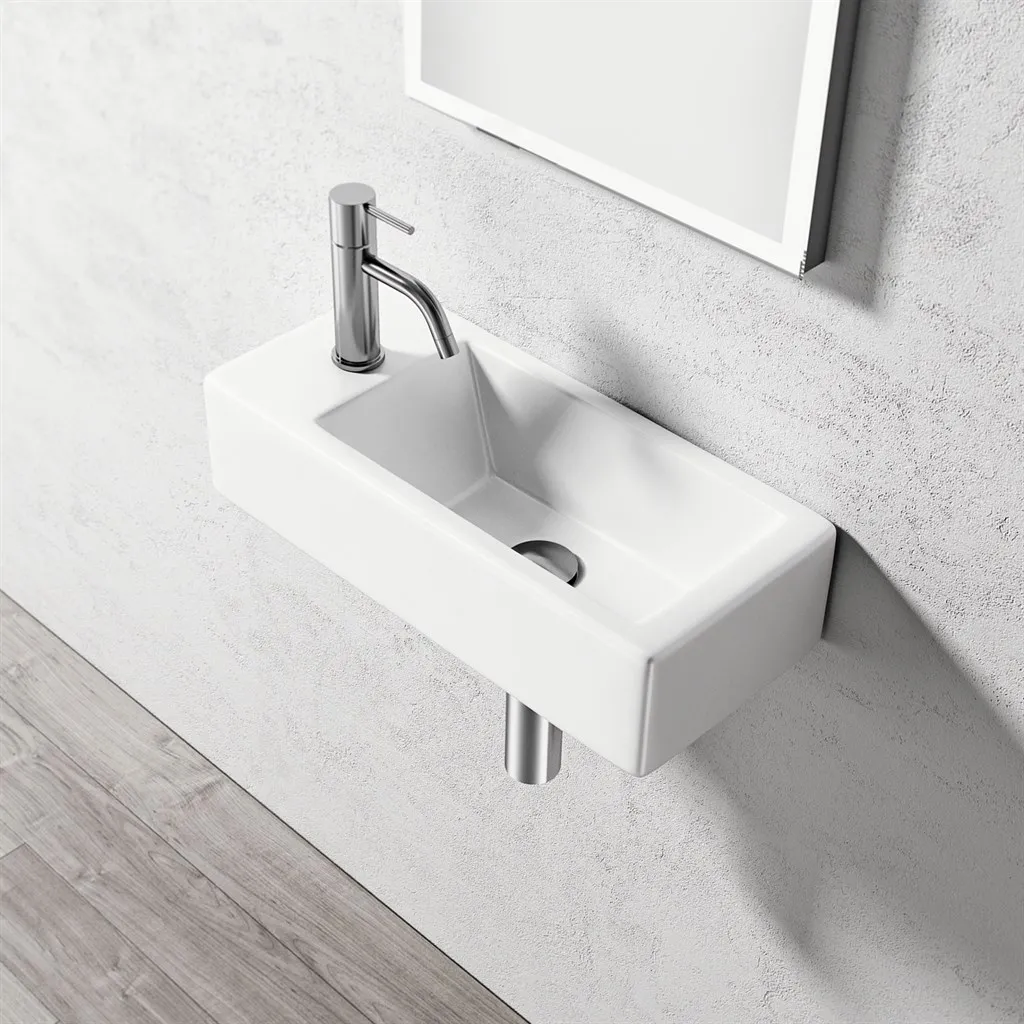 Square Code 500 - 50x25 cm, Vitt porslinstvättställ