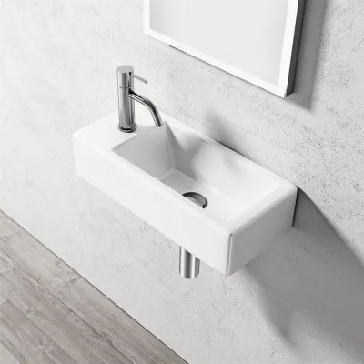 Square Code 500 - 50x25 cm, Vitt porslinstvättställ