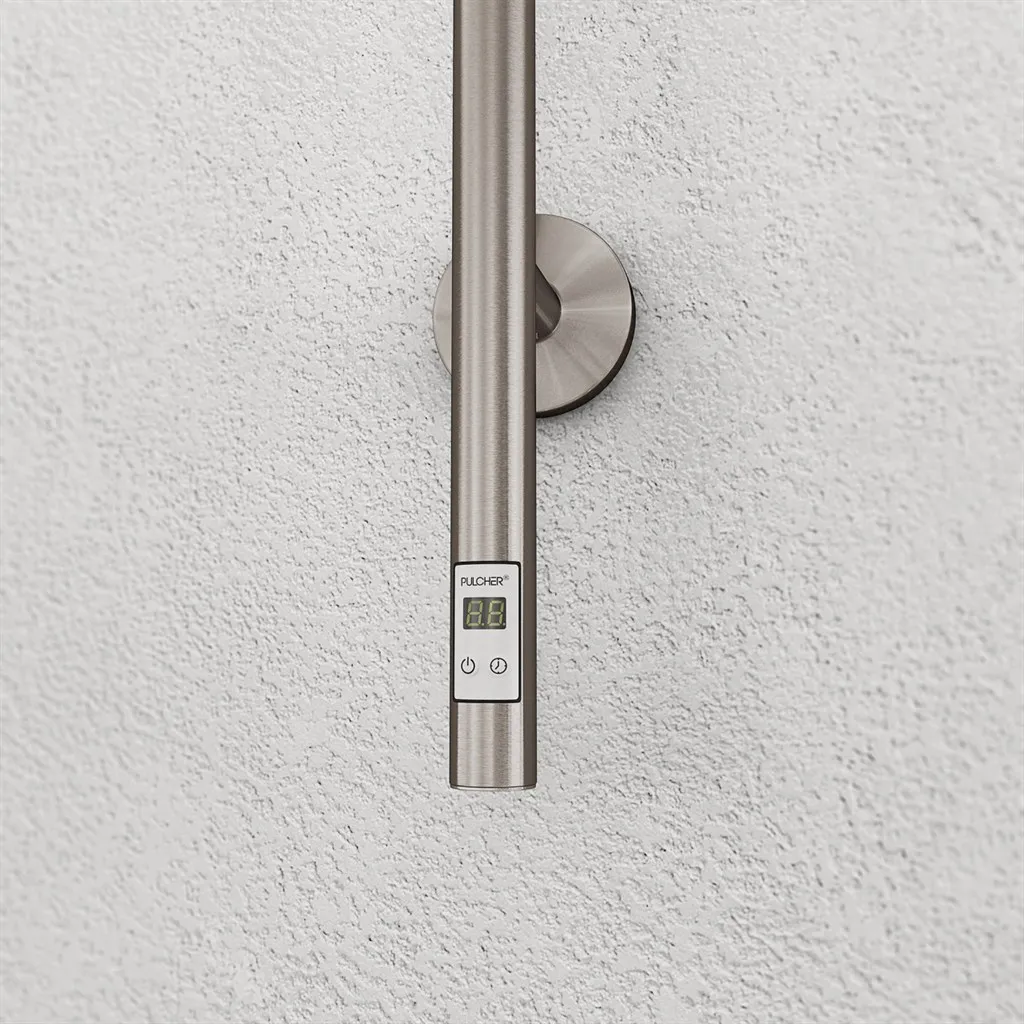 Pulcher® Style PS14 - Elektrisk handdukstork m/timer, borstat rostfritt stål